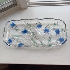 Mikasa Bluebells Green and Blue Glass Tray